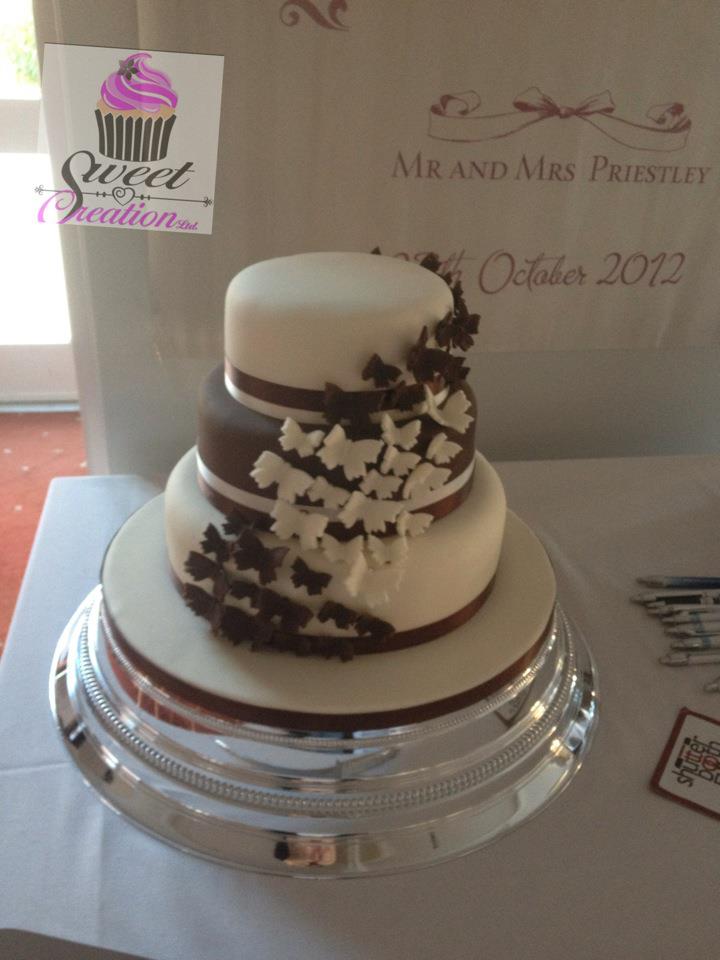 Classic Three Tier Wedding cake with Cascading Butterflies